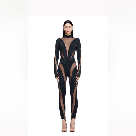 Mugler HM Mesh-paneled Stirrup Leggings Black Limited Edition - Picture 2 of 10